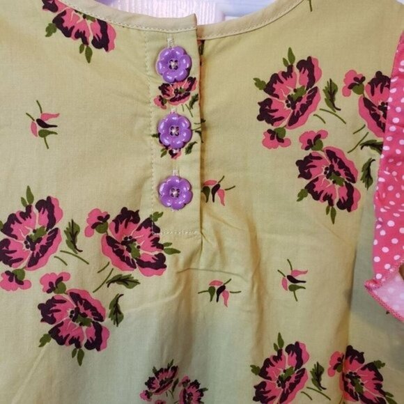 Matilda Jane Sz 6 Imagination Tunic Top Green Pink Floral Top with Ruffle NEW - Picture 8 of 9